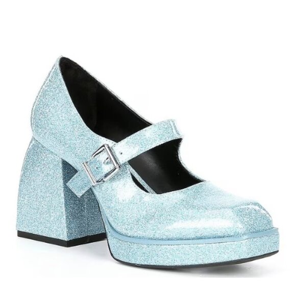 NEW GB Gianni Bini 2-Night Glitter Mary Jane Platform Pumps in Blue - Picture 1 of 5